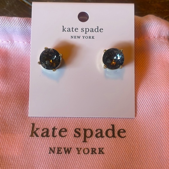 NEW Kate Spade ♠️ Black Diamond 💎 Gum Drop Earrings - Picture 1 of 4